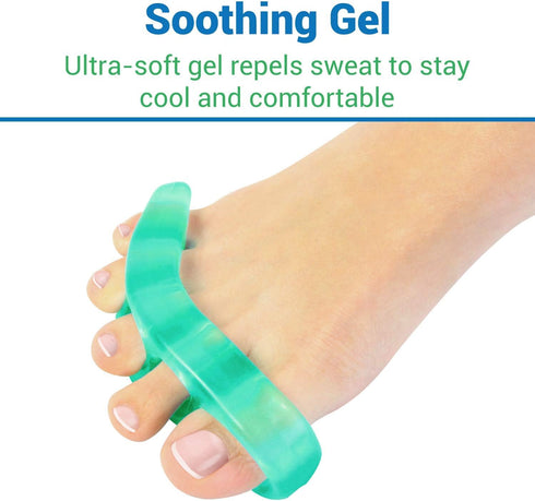 ViveSole Toe Separators, Medium (2 Pairs) - Silicone Gel Spreaders for Men & Women, Therapeutic Spa Stretchers