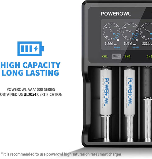 POWEROWL 24 Pack AAA Rechargeable Batteries, 1000mAh 1.2V NiMH, High Capacity, Low Self Discharge