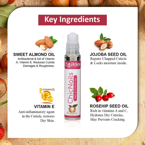Nail & Cuticle Oil with Almond & Jojoba Oil, Nourishing Care for Stronger Nails - 0.33 FL. OZ
