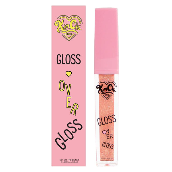 Kimchi Chic Gloss Over Gloss - Shimmery Micro-Sparkle Lip Gloss in Peach Pink, Fragrance-Free Lip Balm