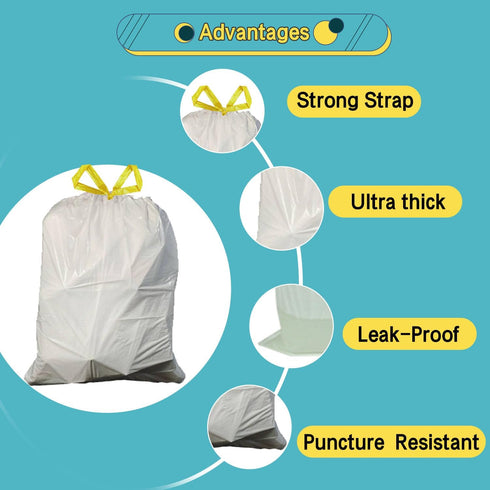 Strong Tall Kitchen Drawstring Trash Bags, 50 Count, Unscented, 13-16 Gallon, Big Tall Garbage Can Liners