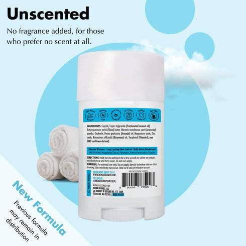 MONA BRANDS All Natural Deodorant for Women & Men, For Sensitive Skin, Unscented 1.76 Oz