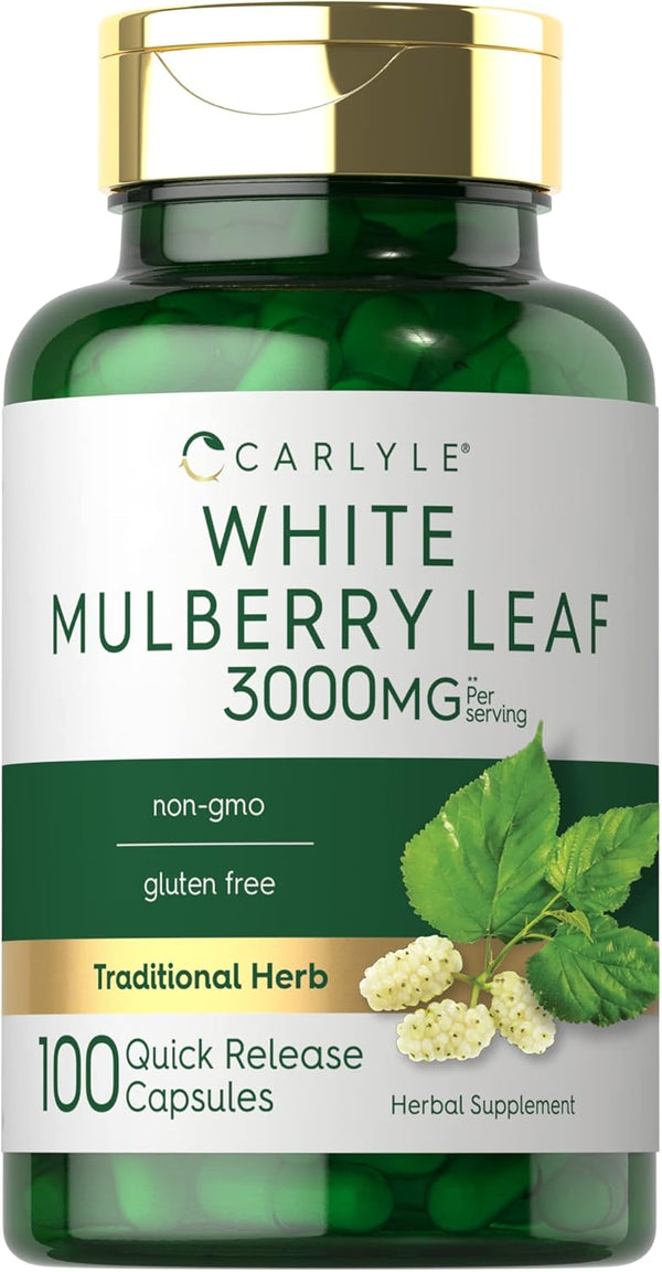 Carlyle Mulberry Leaf Extract | 3000mg | 100 Capsules | Non-GMO & Gluten Free Herbal Supplement