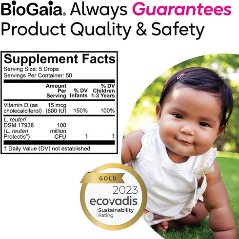 BioGaia Immune Active Baby Probiotic Drops + Vitamin D, for Digestive & Immune Health, 50 Day Supply