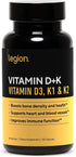 LEGION Vitamin D+K - Natural & Effective Formulation for Immunity Boost, Bone Density, and Heart Support