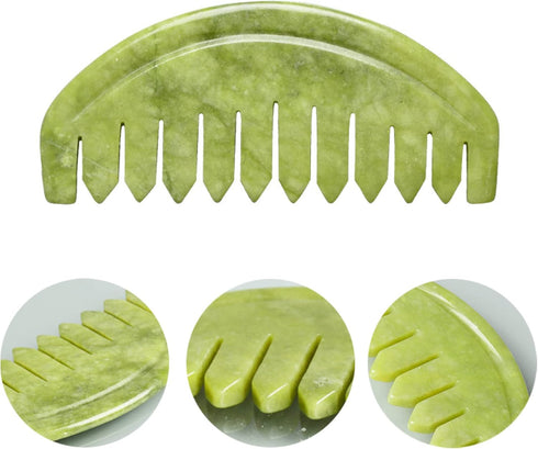MYMEO Jade Massage Comb Face Gua Sha Massager Natural Stone Gouache Scraper Head Neck Back Leg Skin Care Tool