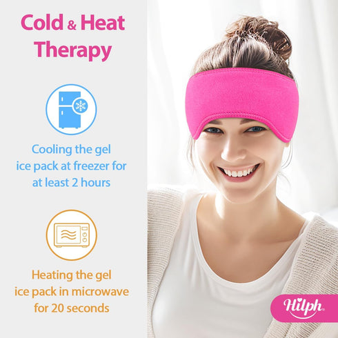 Hilph Headache Ice Pack Migraine Head Wrap – Reusable Cold Pack for Migraine Relief, Tension, Sinus Pain (Red)