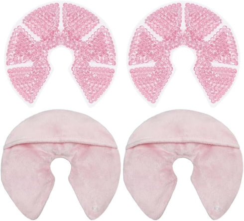 Hot/Cold Breast Gel Bead Ice Packs, Relief for Breastfeeding, Nursing Pain, 2 Pack (Pink)