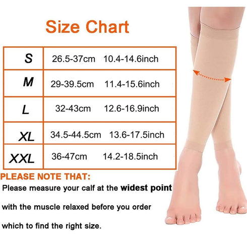 PAKHUDB 1 30-40mmhg Sleeves(Beige-1Pair,US 12) Calf Compression Sleeves Pair Calf Compression Sleeve Men Women Footless
