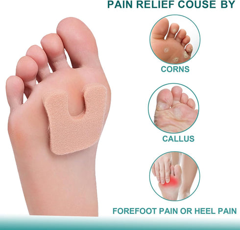 Horseshoe Pads for Feet, 60 Pieces Callus Cushions, Moleskin for Metatarsal Pads, Pain Relief