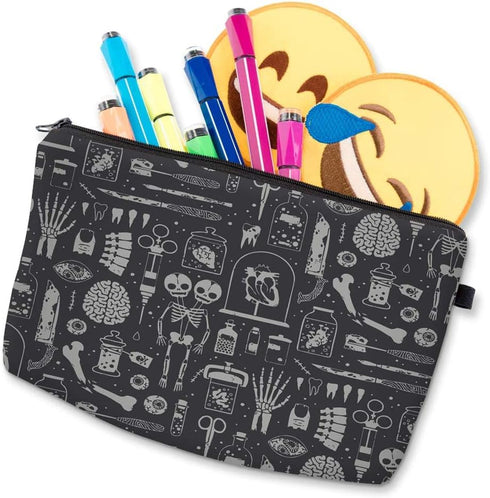 Deanfun Small Waterproof Makeup Case, Cute Cosmetic Bag for Women, Happy Halloween D5-52254