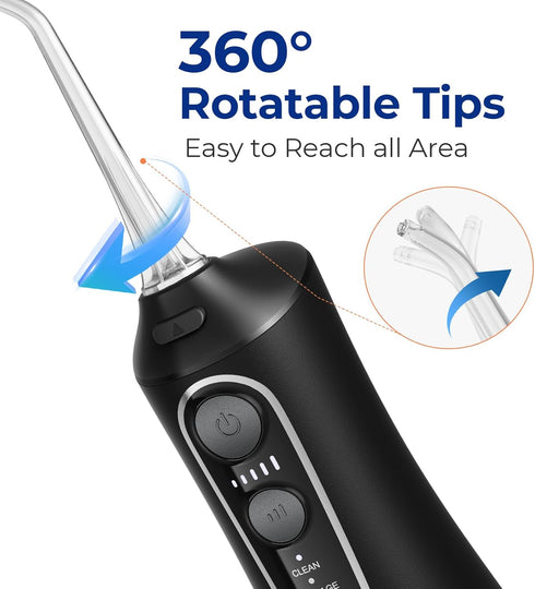 Bitvae C6 Water Flossers for Teeth, Cordless Dental Flosser with 6 Jet Tips, 3 Modes, IPX7 Waterproof, Black