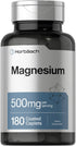 Horbaach Magnesium 500mg, 180 Caplets, Vegetarian, Non-GMO, Gluten Free Supplement