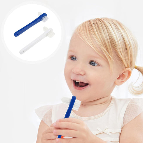 Beavorty 2pcs Two-Sided Denture Brush for Cleaning False Teeth, Travel Set