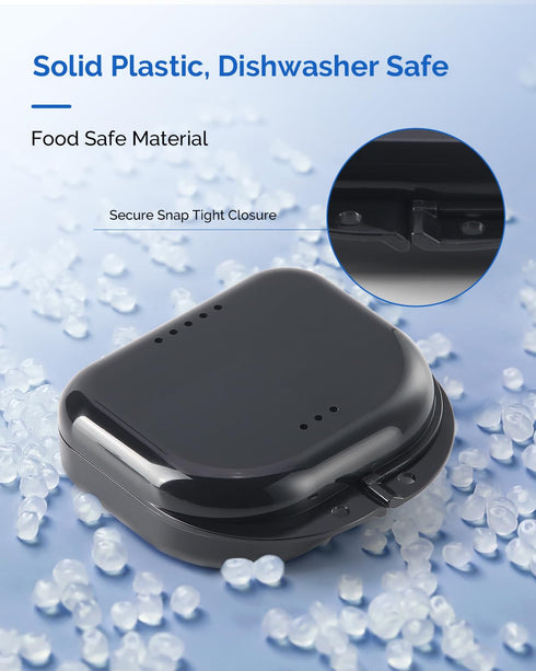 JMU Retainer Case with Vent Holes, Mouth Guard Case, Dental Storage Container, Black