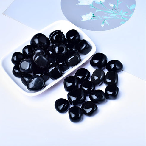 12PCS Natural Black Obsidian Crystal Stone, Polished Stone Set for Healing, Yoga, Reiki, Meditation, Home Decor
