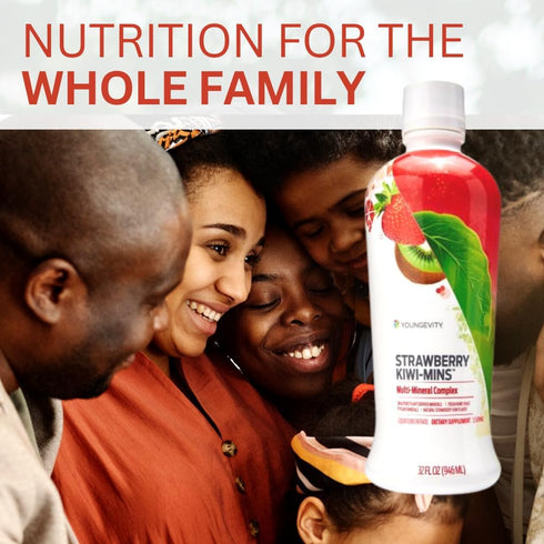 Youngevity Strawberry Kiwi-Mins Plant Derived Multi-Mineral Complex, 32oz, Kid Friendly Taste