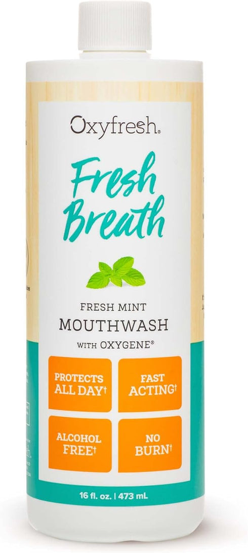 Oxyfresh Fresh Breath Fresh Mint Mouthwash, 16 oz - Dentist Recommended for Long-Lasting Fresher Breath & Healthy Gums