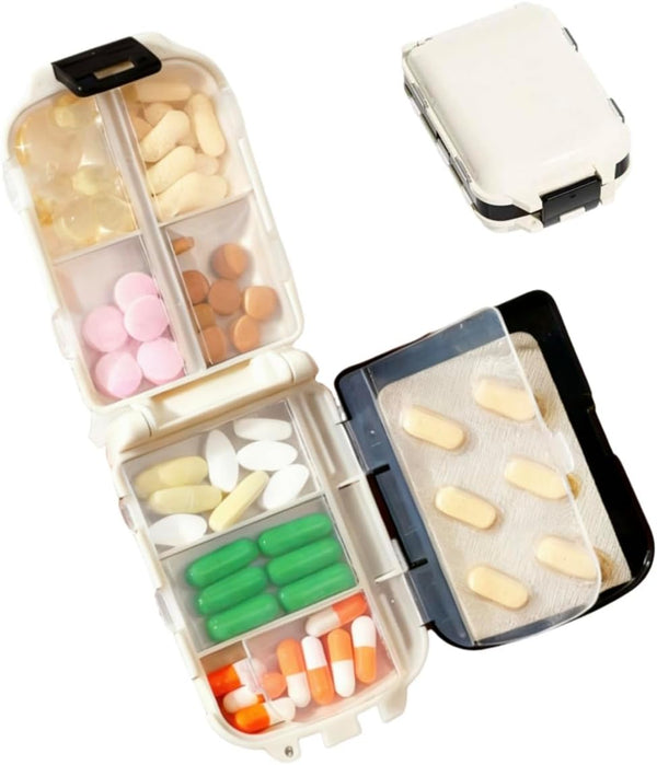 ZHUOGWJFJ Travel Pill Organizer 8 Compartments Portable Pill Case, Airtight Daily Medicine Container