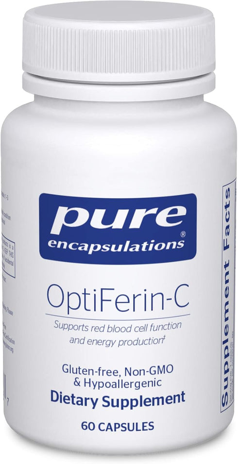 Pure Encapsulations OptiFerin-C, 60 Capsules, Iron Absorption Support, Vitamin C Enriched, Gluten Free & Non-GMO