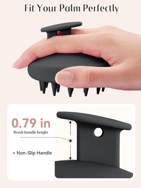 HEETA Scalp Massager Hair Growth Scrubber, Soft Bristles, Silicone Design, Exfoliator for Dandruff & Relaxation, Black