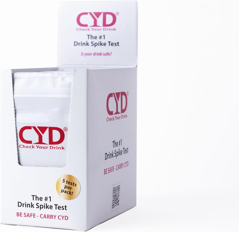 Check Your Drink with Personal Test Strips, Detect GHB or KETA, 5 Test Strips, White, Avoid Drink Spiking