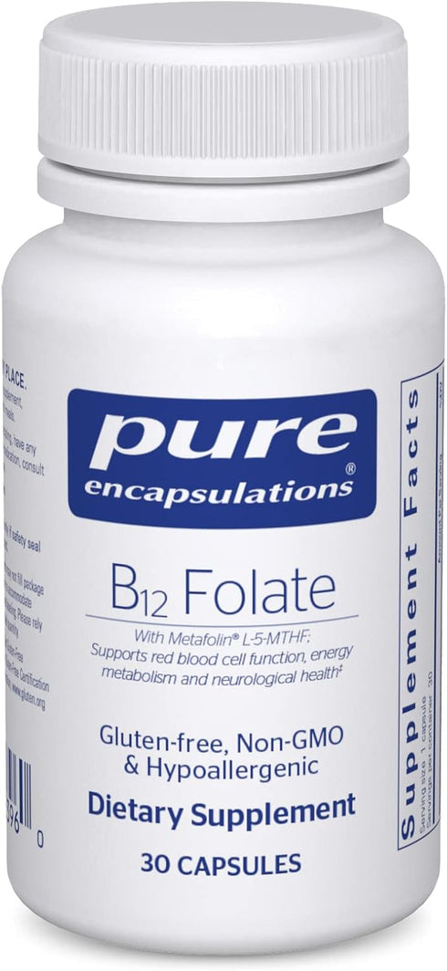 Pure Encapsulations B12 Folate - Energy Supplement with Vitamin B Folate as Metafolin, 30 Capsules, Supports Nerves,