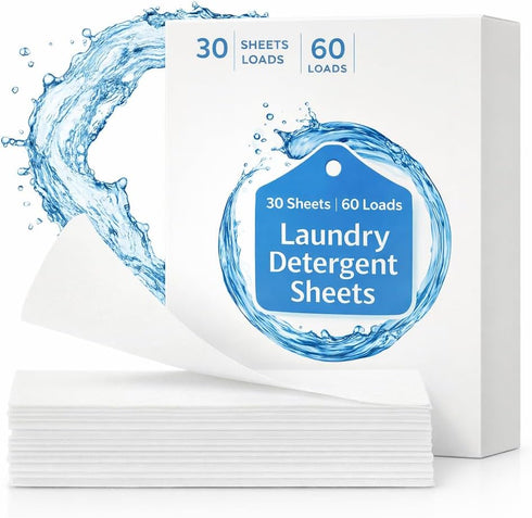 Triplenet Pricing Laundry Detergent Sheets, 30 Sheets 60 Loads, Travel Friendly Washer Soap
