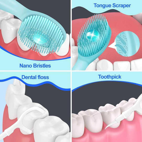 KUGUAN 28 Packs Mini Brushes-Disposable Toothbrushes with Toothpaste+Tongue Scraper+Floss+Toothpick Individually