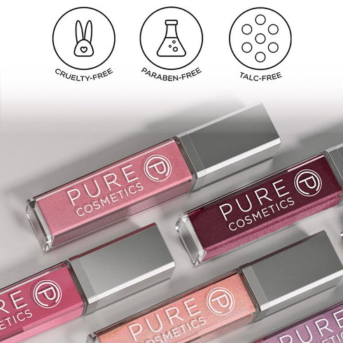 Pure Cosmetics Pure Illumination Lip Gloss - Pouty Pink - Non-Sticky, Moisturizing, LED-lit Applicator w/Side Mirror