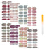 SIUSIO 112pcs Nail Wraps, 8 Sheets Full Nail Polish Strips, Gradient Glitter Stickers with Crystal Glass Nail Files