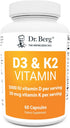 Dr. Berg D3 K2 Vitamin 5000 IU w/MCT Oil - 60 Capsules, Includes 50 mcg MK7 Vitamin K2, Zinc & Magnesium for Absorption