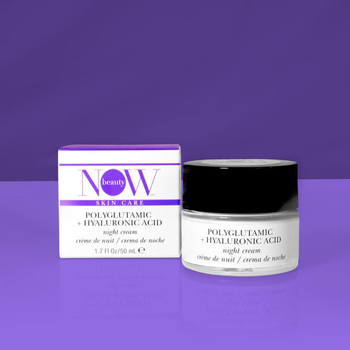 Polyglutamic Plus Hyaluronic Acid Night Cream, Deeply Hydrating Moisturizer for Face (Travel Size, 1.7 oz)