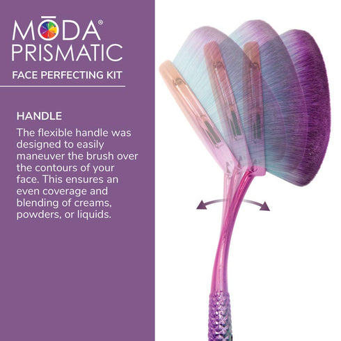MODA Prismatic 4pc Face Makeup Brush Kit, Oval Brushes for Foundation, Contouring & Highlighting