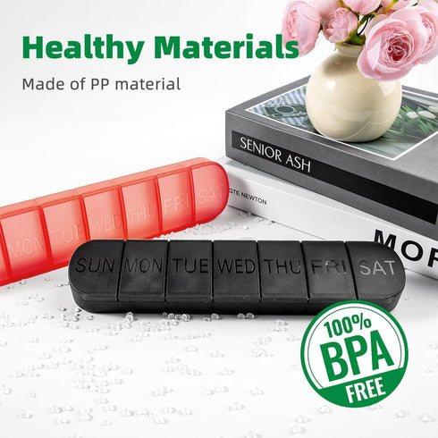 JUNIPLTER 2 1 7 PCS Weekly Pill Organiser Times a Day, Arthritis Friendly Travel Pill Case, BPA-Free Pill Box Day