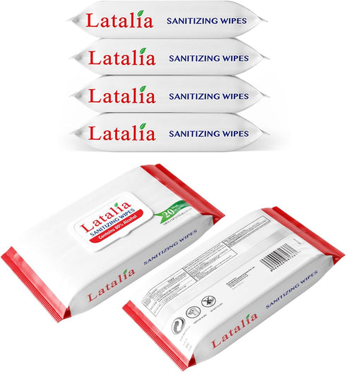Latalia Hand Wipes Pack of 4 | 80% Alcohol Hand Sanitizer Wipes