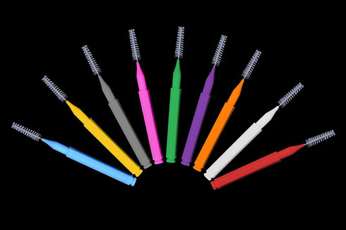 GOUWEIBA 100 pcs Disposable Interdental Brush Toothpick Dental Hygiene Flosser Tools (Mixed Color)