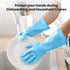 Rubber Kitchen Dishwashing Gloves, 4 Pairs Reusable Household Cleaning Gloves with Cotton Liner