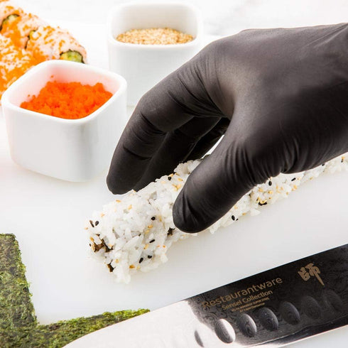 Restaurantware Extra Large Black Nitrile Gloves, Powder-Free Food Safe Gloves, Disposable and Recyclable, 100ct Box