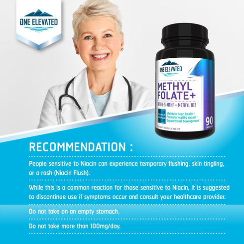 Double Strength Methyl Folate, Formulated with Methylcobalamin (B12), Niacin, B1, B2, B6, 3 Month Supply