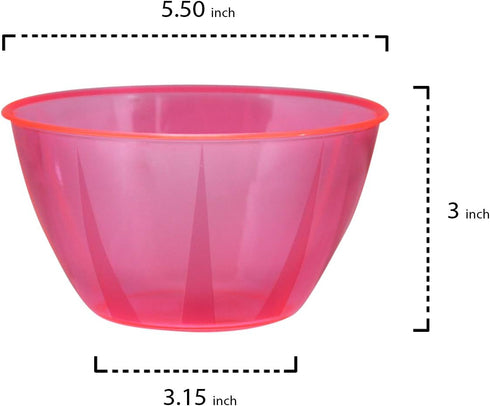 Party Essentials Hard Plastic 24-Ounce Small Serving Bowls, Neon Pink, 6-Count by Party Essentials