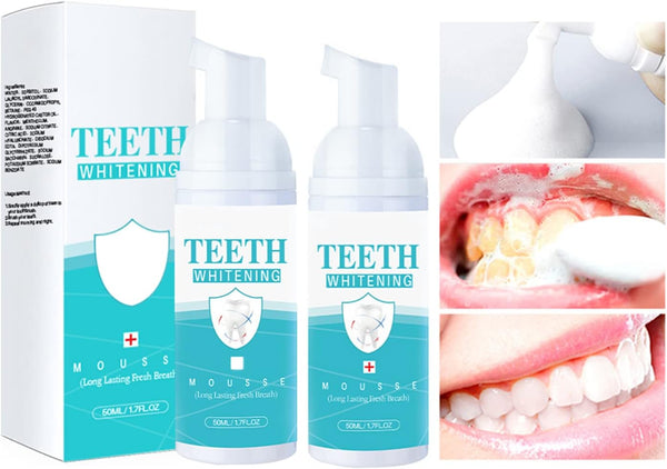 YG LianKai 2PCs Teeth Whitening Mousse Foam Refreshing Breath Deep Cleaning Toothpaste,Fresh Breath,Ultra-fine Mousse