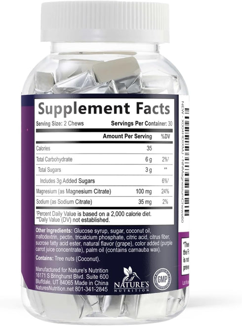 Gummies Gummy 60 Gummies Magnesium Citrate Chews Supplement - High Absorption Magnesium Supplement - Vegan Mag Citrate