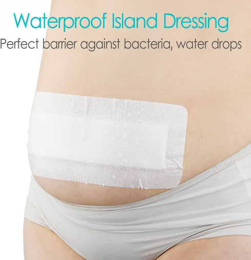 POSTOP MEDICAL WEAR 10 4x14 Inch Tummy Pcs Waterproof C-Section Adhesive Island Dressing Extra Long | Tuck Incision