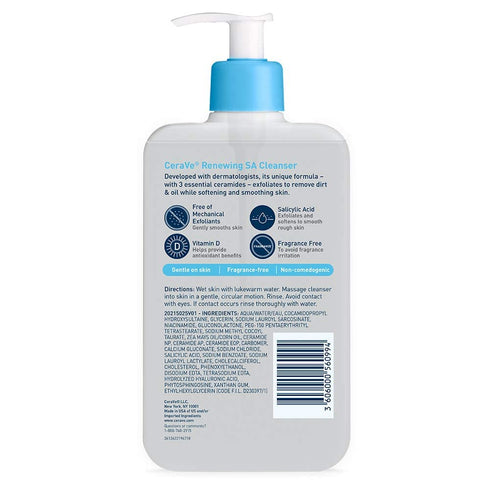 CeraVe SA Cleanser - 16 Ounce | Salicylic Acid Cleanser with Hyaluronic Acid, Niacinamide & Ceramides, Fragrance Free
