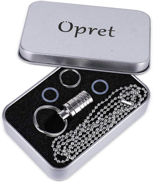 Micro Pill Holder with Keychain Necklace, Opret Titanium Waterproof Pill Container for Travel