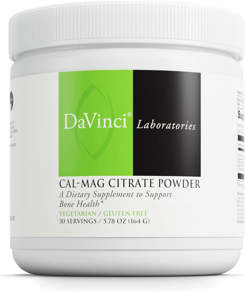 DaVinci Labs Cal-Mag Citrate Powder - 30 Servings Dietary Supplement for Bone Health with Vitamin D2, Magnesium &