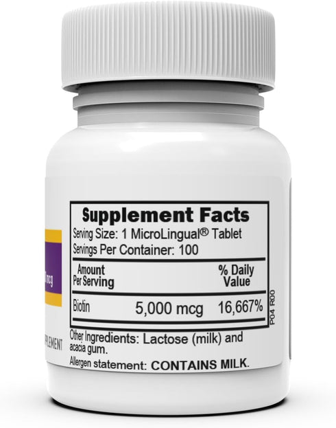 Superior Source Biotin 5000 mcg - 100 Quick Dissolve MicroLingual Tablets for Hair, Skin & Nail Growth