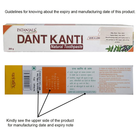 Patanjali Dant Kanti Natural Toothpaste, 200g / 6.76 fl oz, Pack of 5