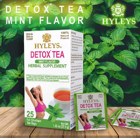 Hyleys Detox Tea, Green Tea with Mint, Ginger & Fennel, 25 Tea Bags for Cleanse